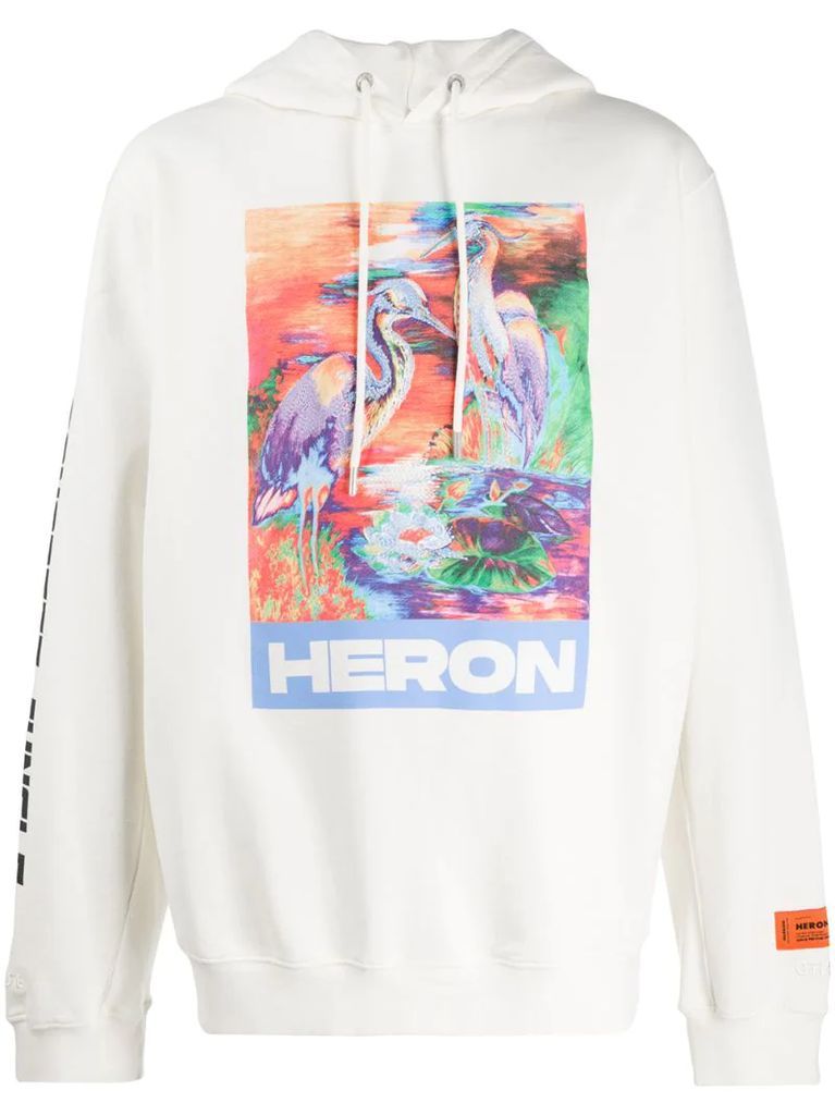 embroidered heron hoodie