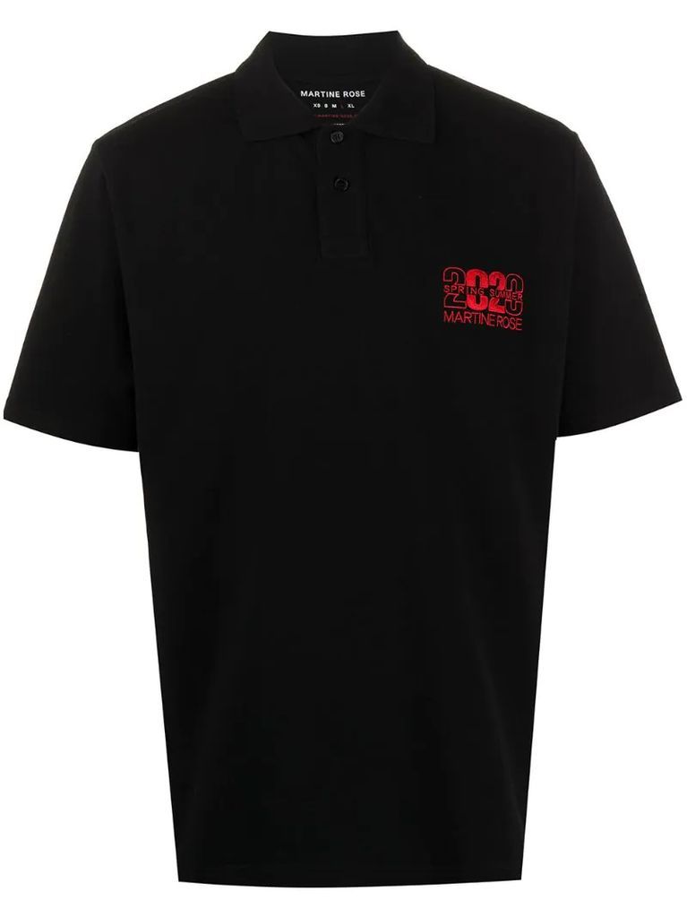 short sleeve logo print polo shirt