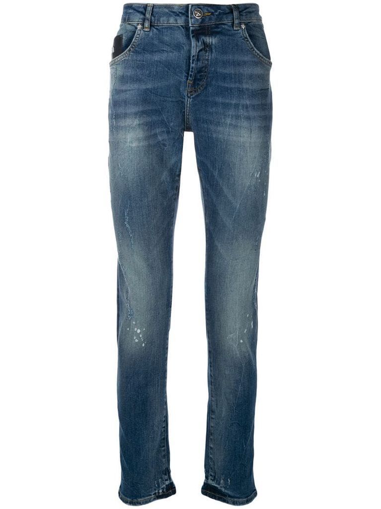printed straight-leg jeans