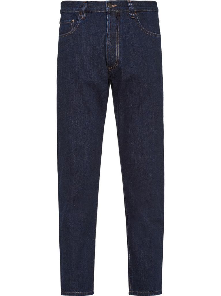 mid-rise straight-leg jeans