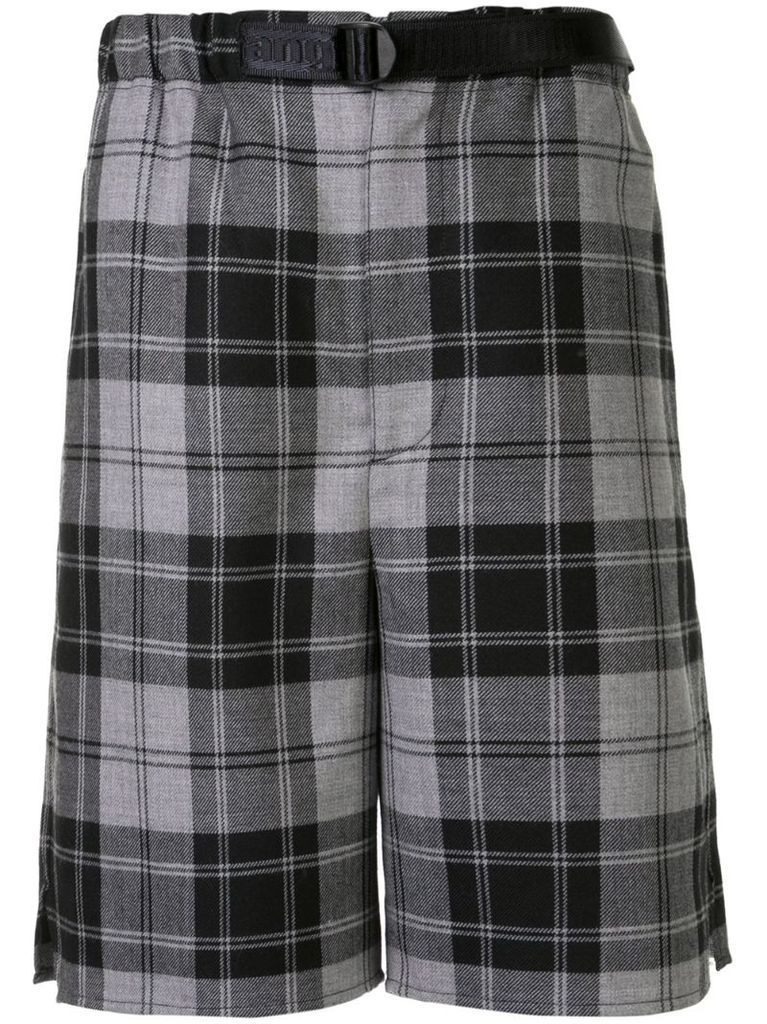 belted checkered shorts