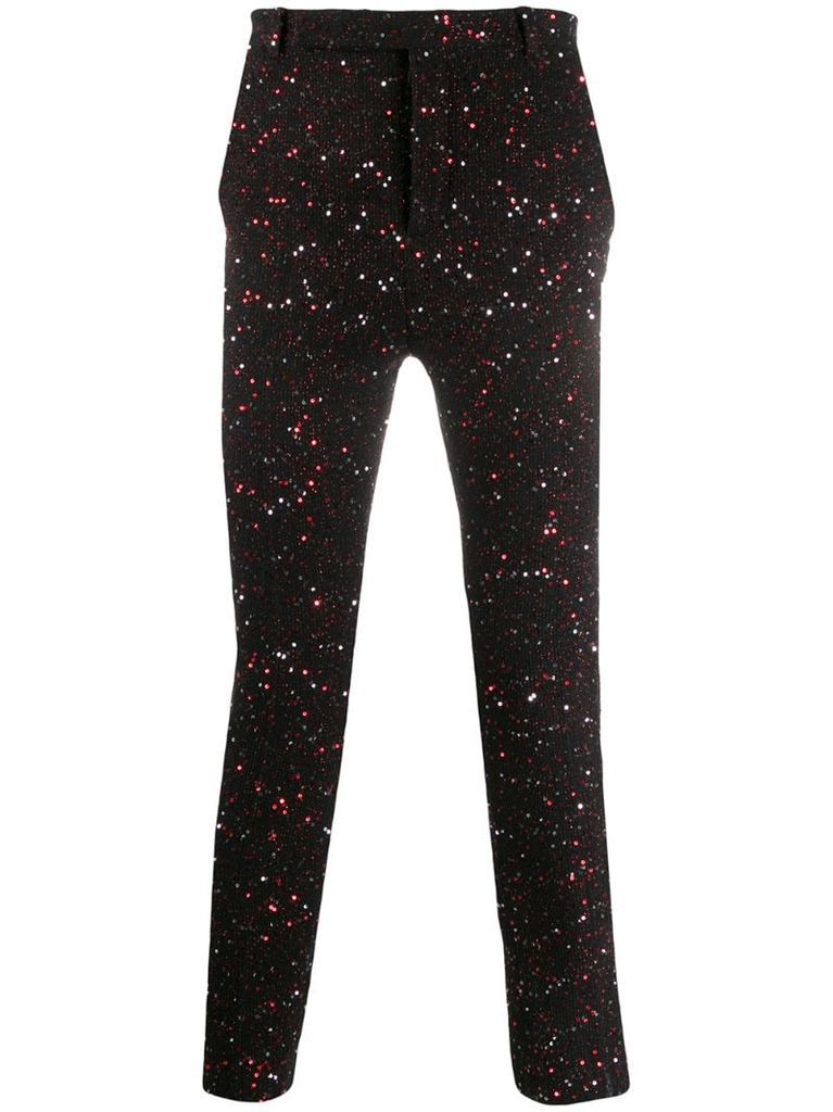 sequin embellished cropped trousers