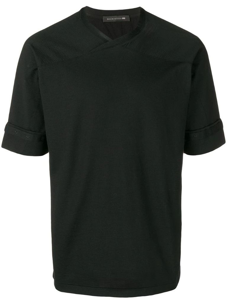 Black Cotton Blend 0004 Cross Collar T-Shirt