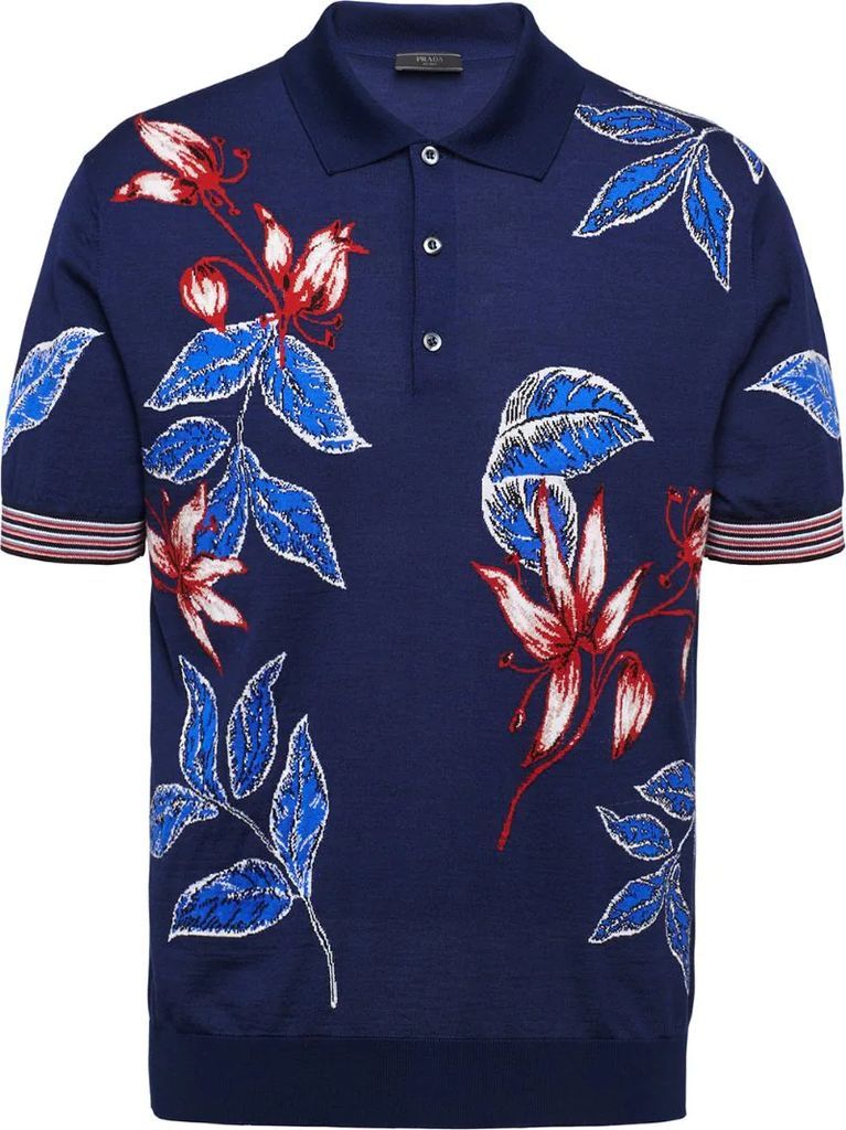 floral jacquard polo shirt