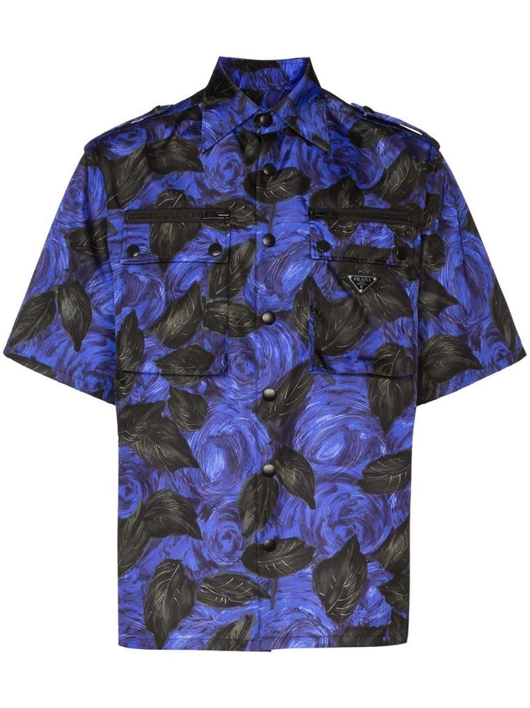 floral-print zip pocket shirt