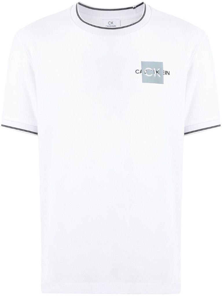 mesh style logo print T-shirt