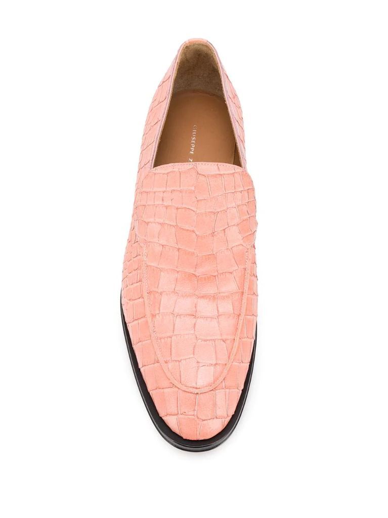 croc-effect loafers