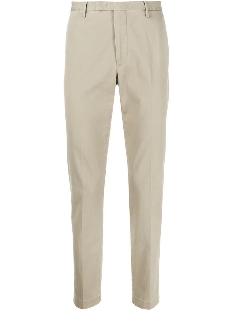 long pleated detail chino trousers