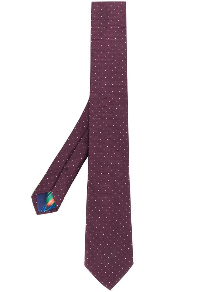 polka-dot embroidered tie