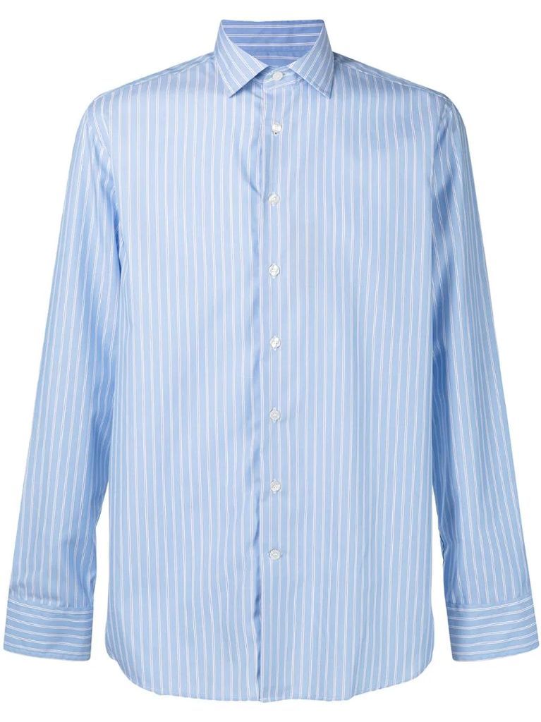 stripe-print pointed-collar shirt