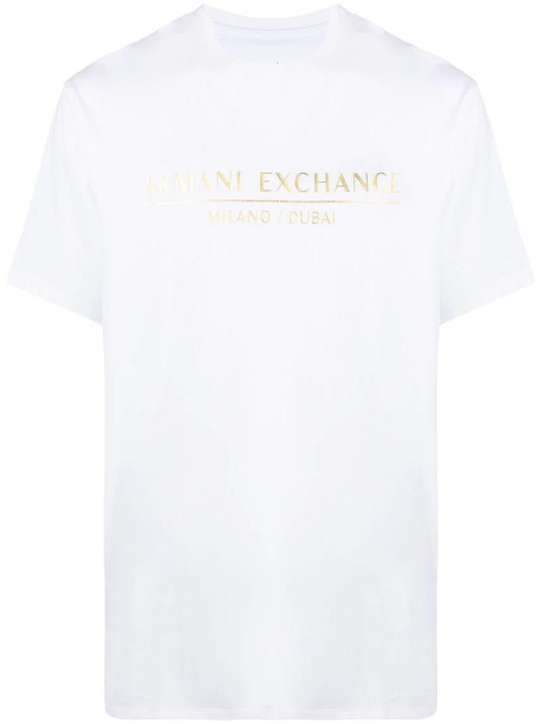 metallic logo print cotton T-shirt