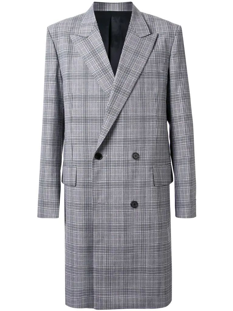 plaid double-breasted coat