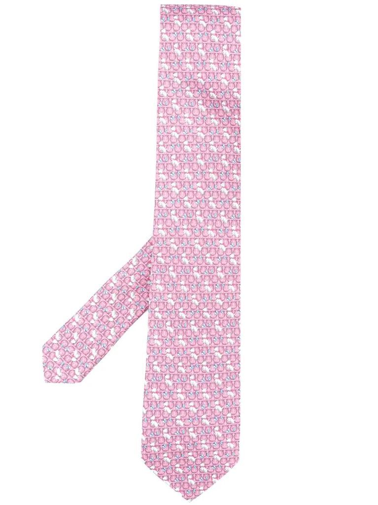 dog-print silk tie