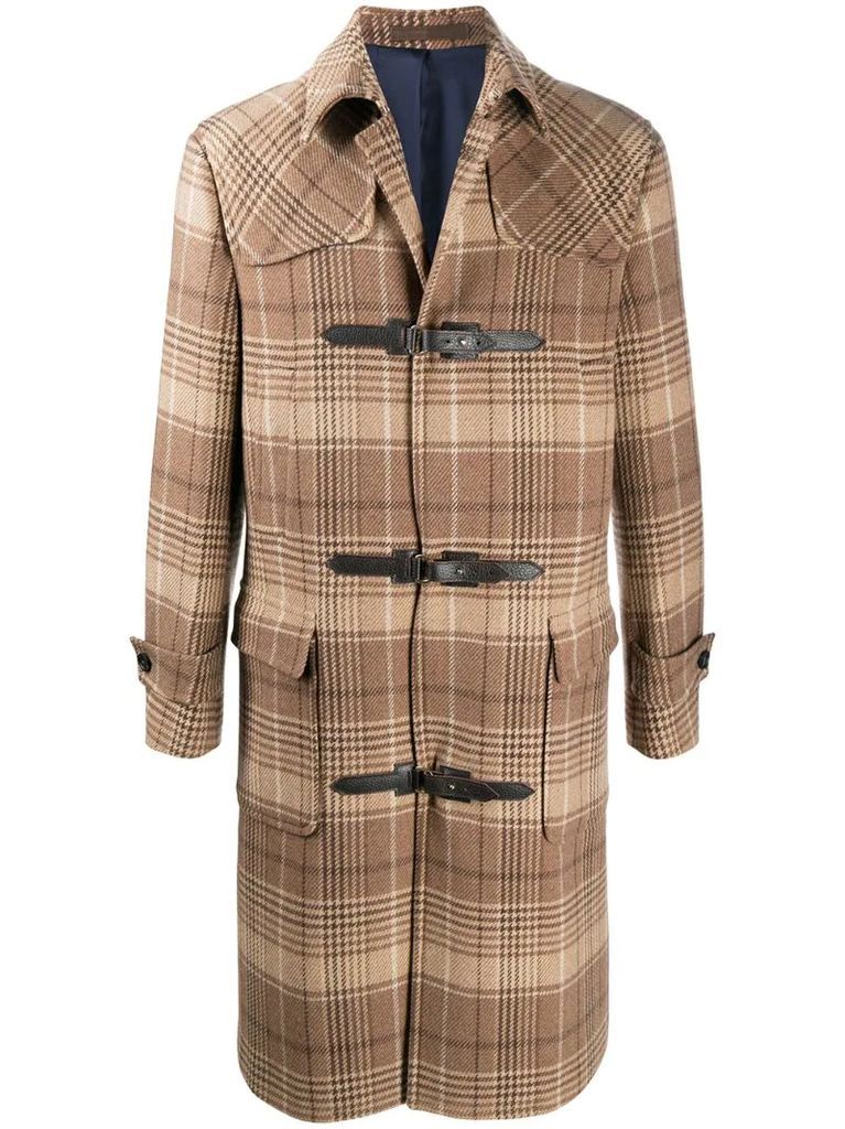 houndstooth check duffle coat