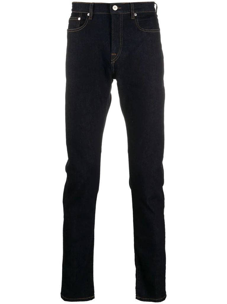 straight-leg five pocket jeans