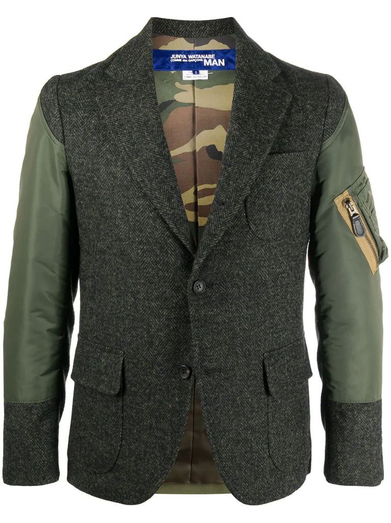 panelled single-breasted blazer