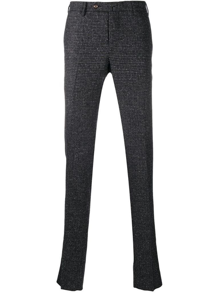 houndstooth slim-fit tailored trousers
