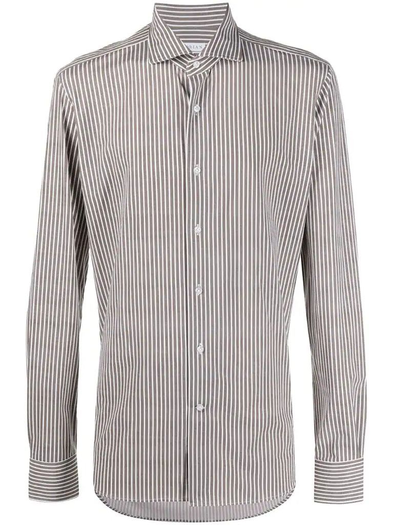 spread-collar pinstripe shirt