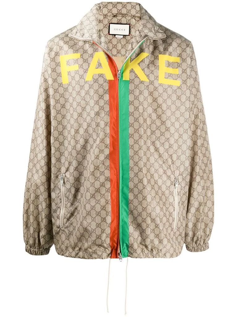 GG Supreme canvas 'Not Fake'-print jacket