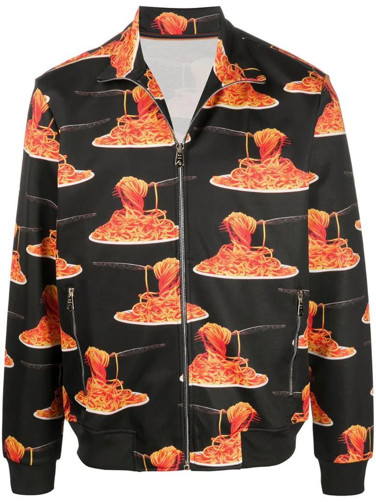 spaghetti print zip cardigan