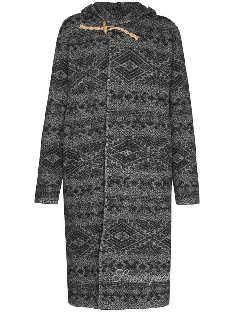 geometric pattern wool duffle coat