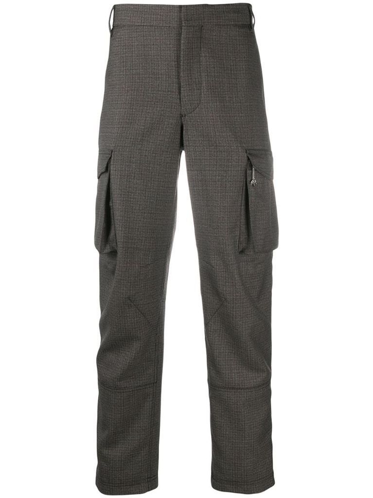 check cargo-style tailored trousers