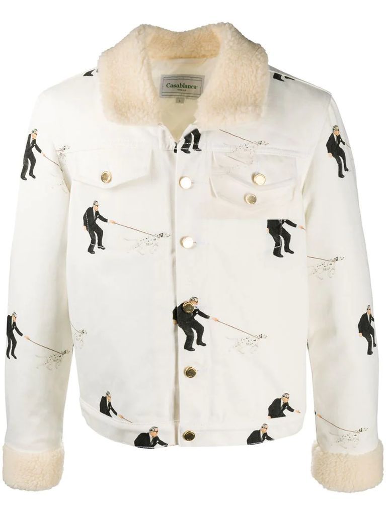 dalmatian-print sherpa jacket