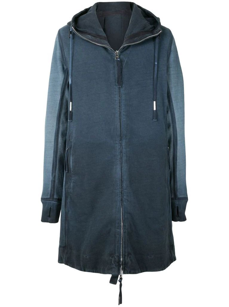 long-length zip-up hoodie