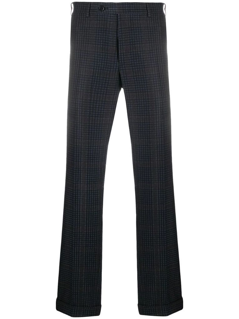 check pattern wool trousers