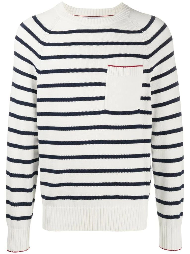 striped patch-pocket sweater