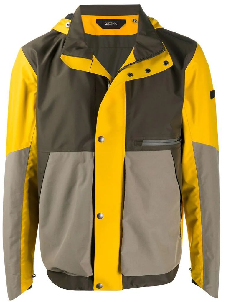 colour-block zip-up jacket