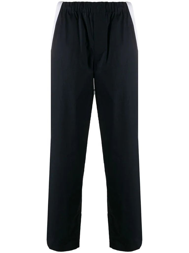 contrast braces detail trousers