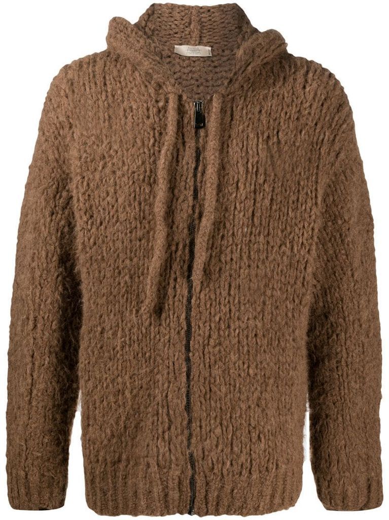 open-knit wool hoodie