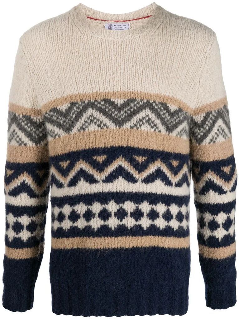 geometric wool knit jumper