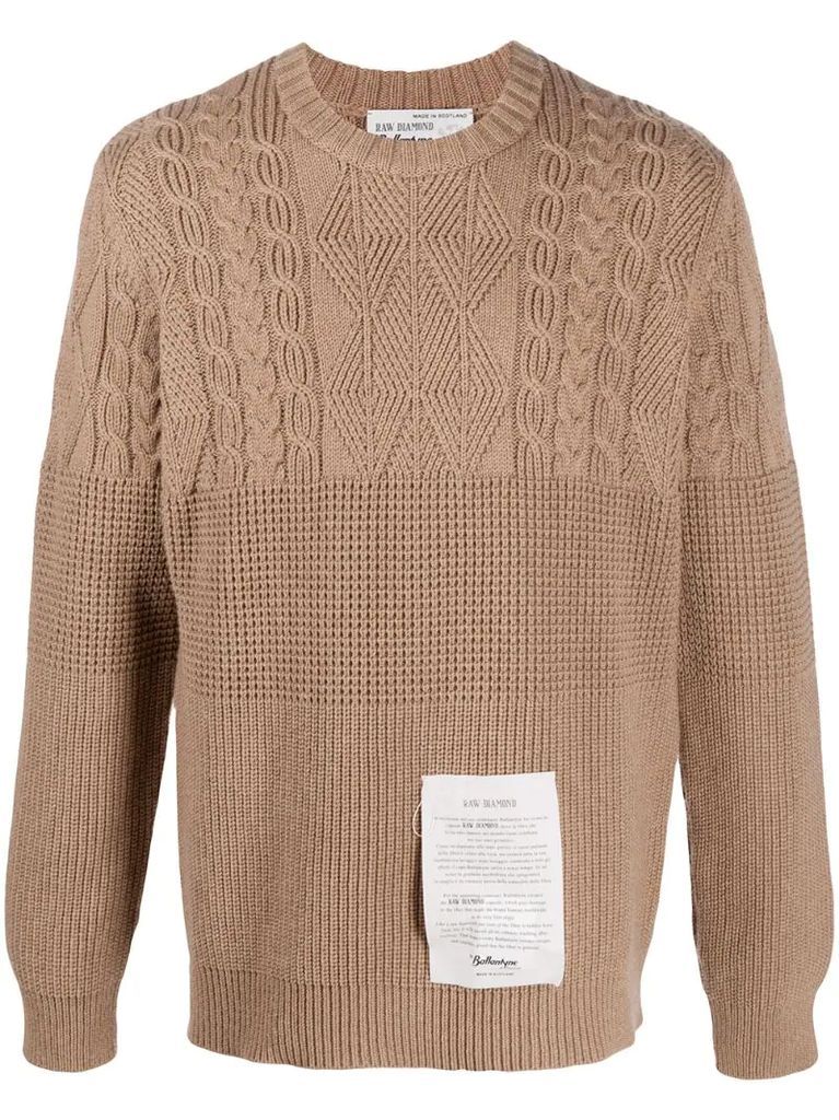 contrast-knit crewneck jumper