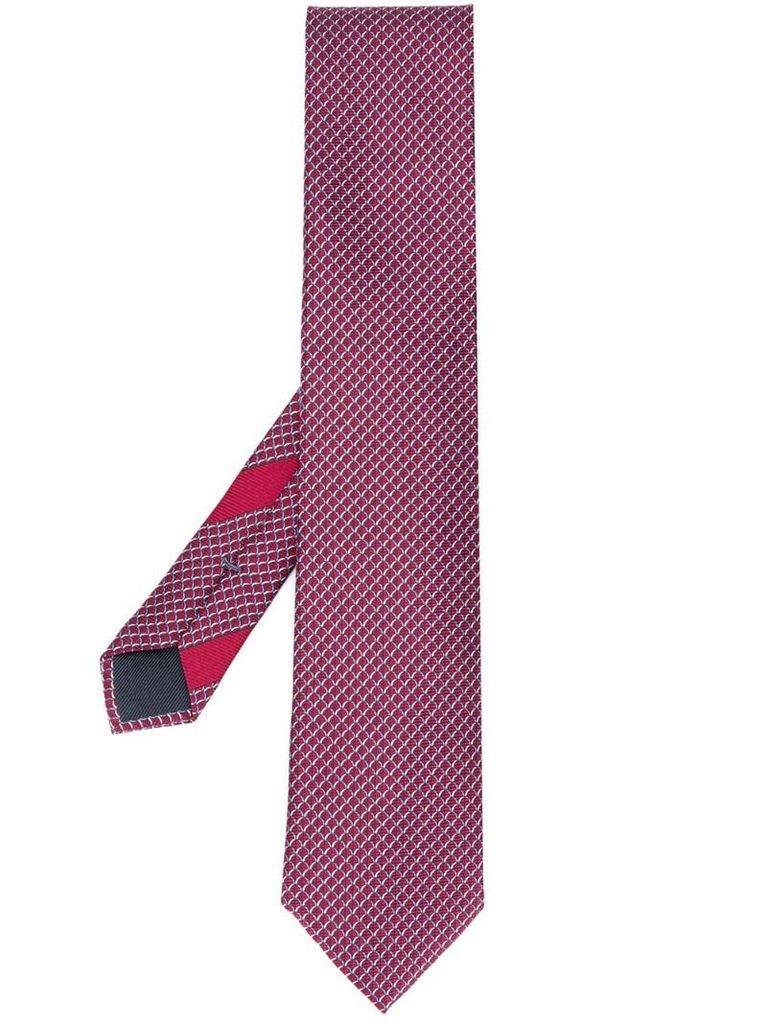 geometric print silk tie
