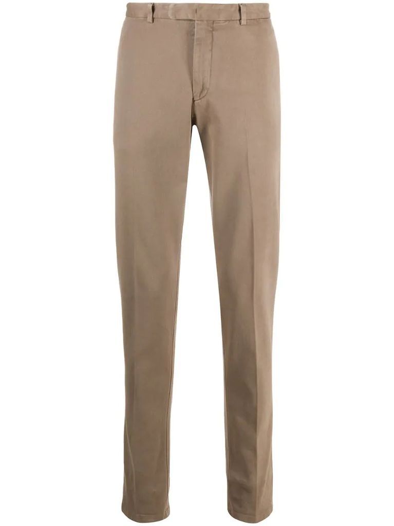 flat front slim-fit chinos