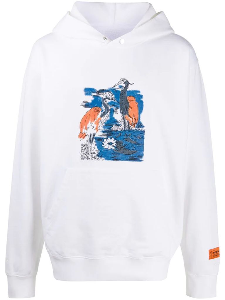 Heron embroidered hoodie