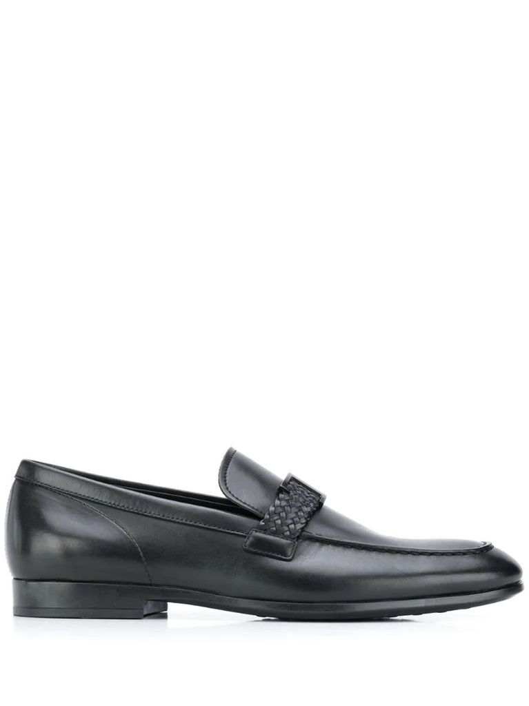 T-buckle leather loafers