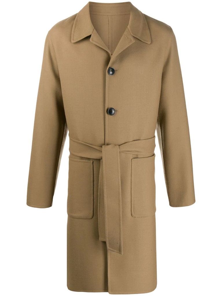 unstructured belted car coat