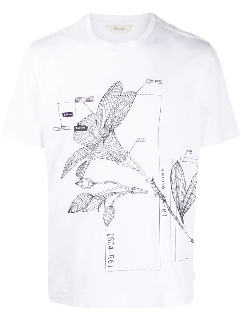 flower print short-sleeved T-shirt