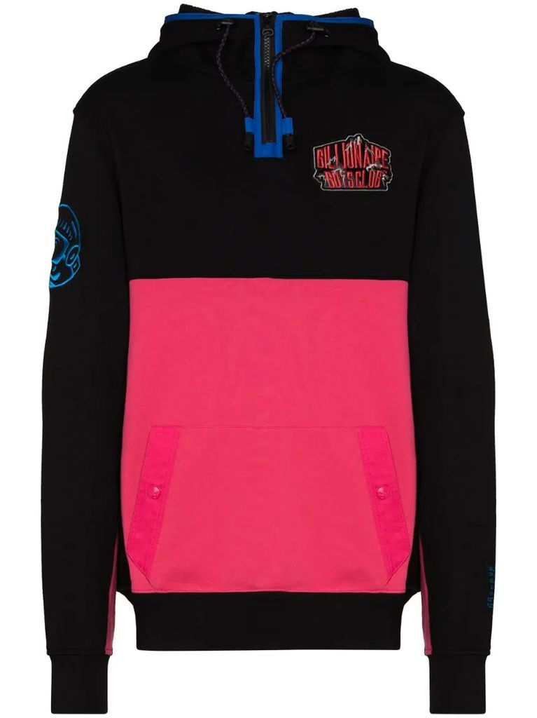 colour-block logo-patch hoodie