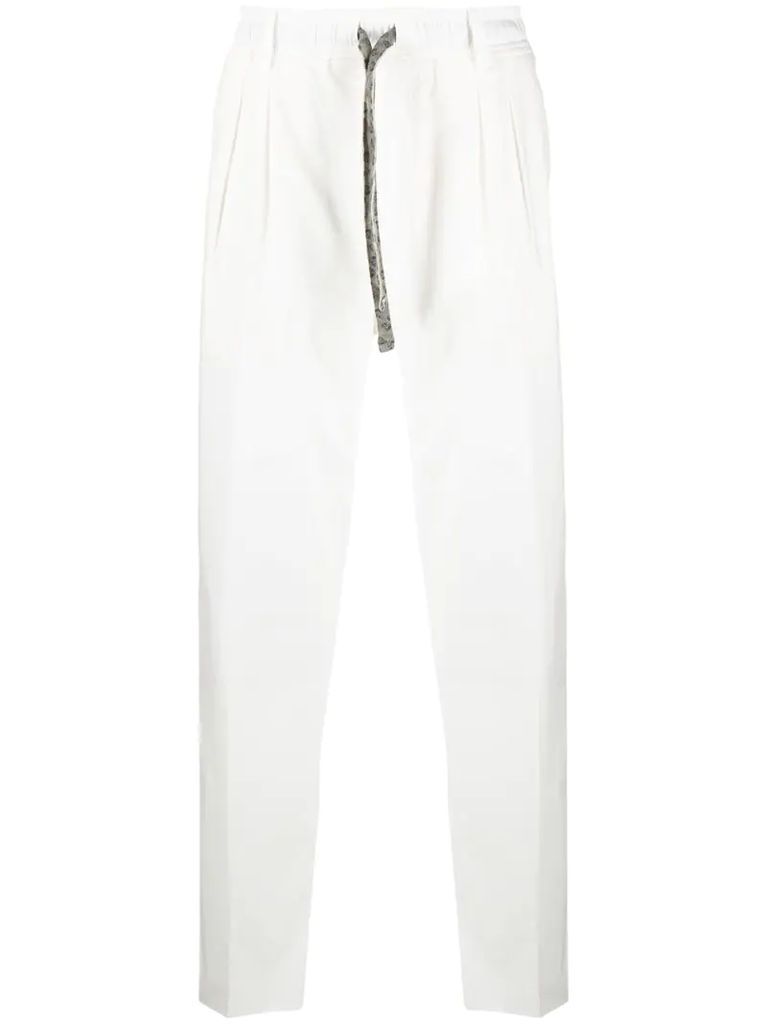 drawstring waist straight leg trousers