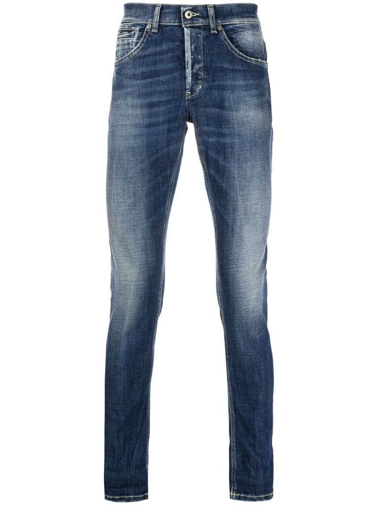 slim stonewashed jeans
