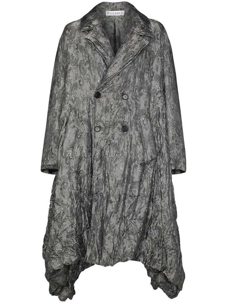 jacquard padded double-breasted coat