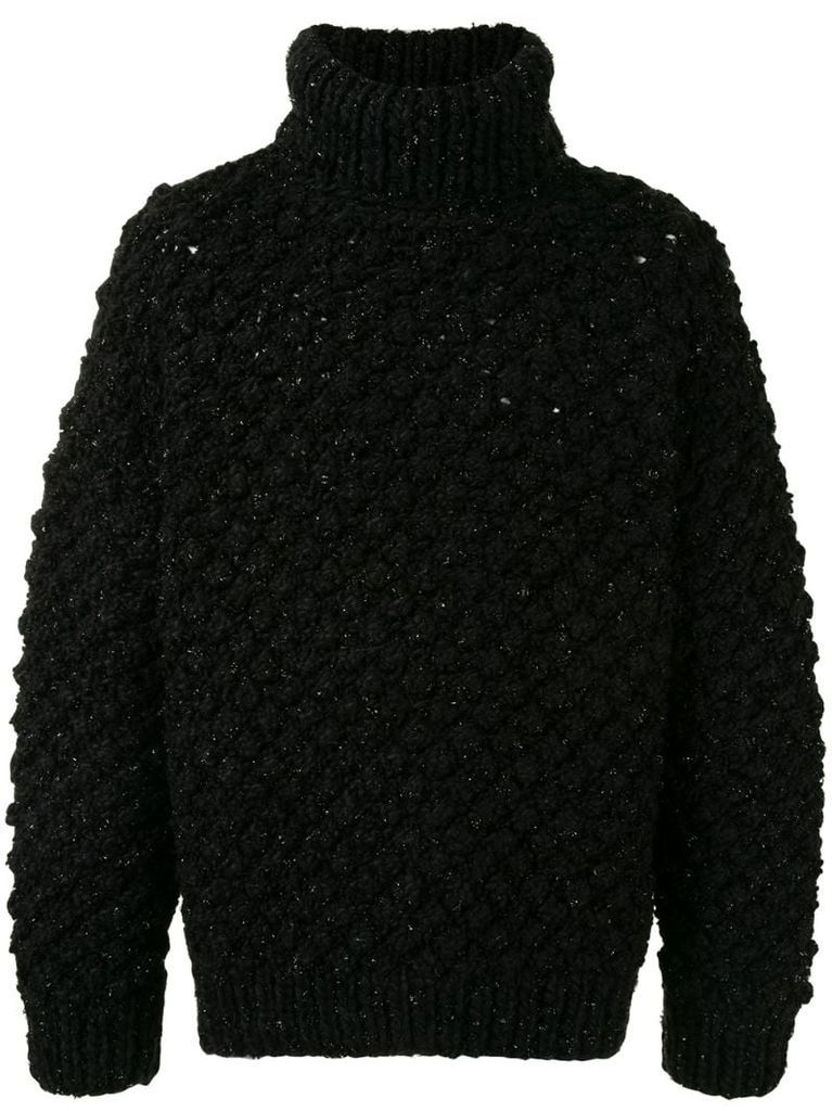 chunky-knit roll-neck jumper
