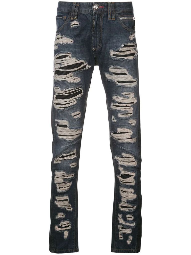 ripped slim-fit jeans