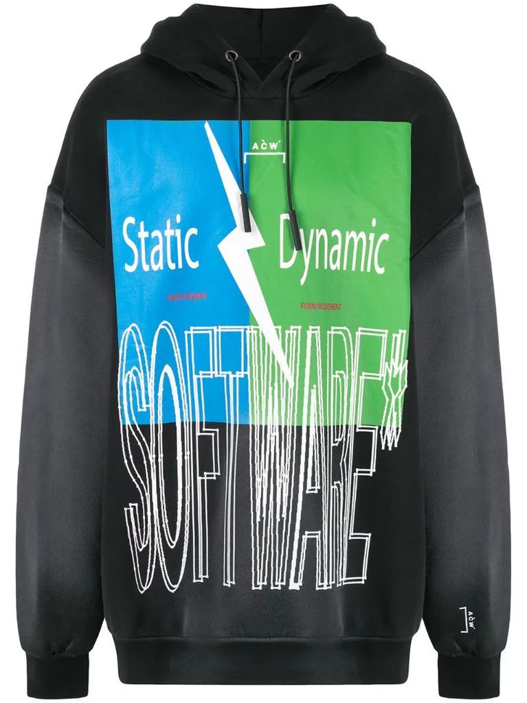 Software colour block print hoodie
