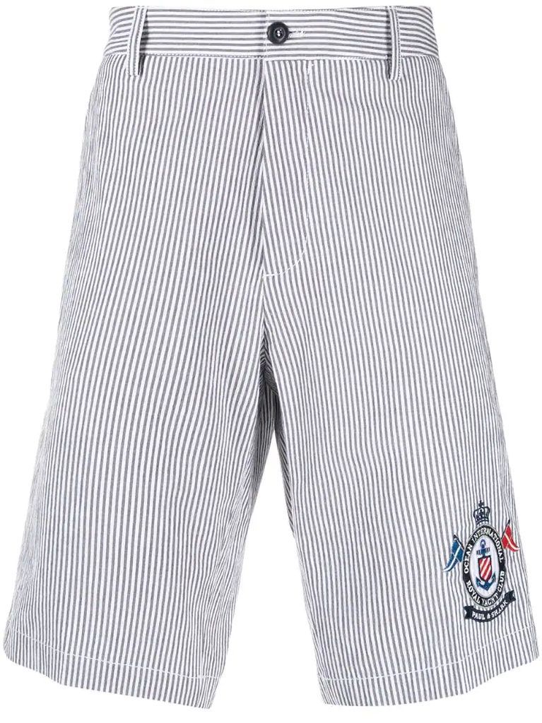 logo-patch striped shorts