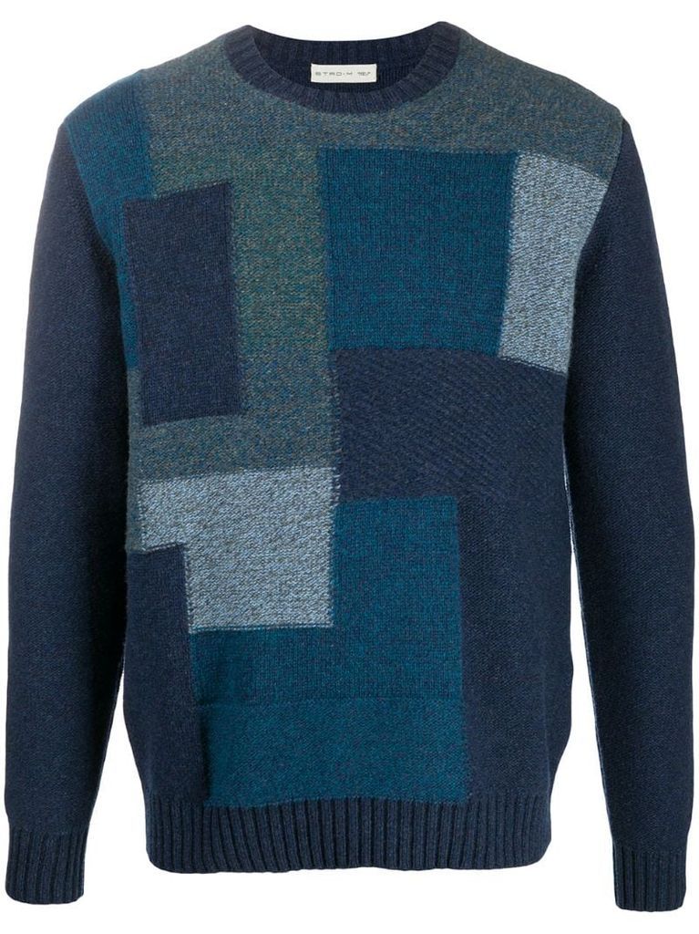 geometric-pattern wool jumper